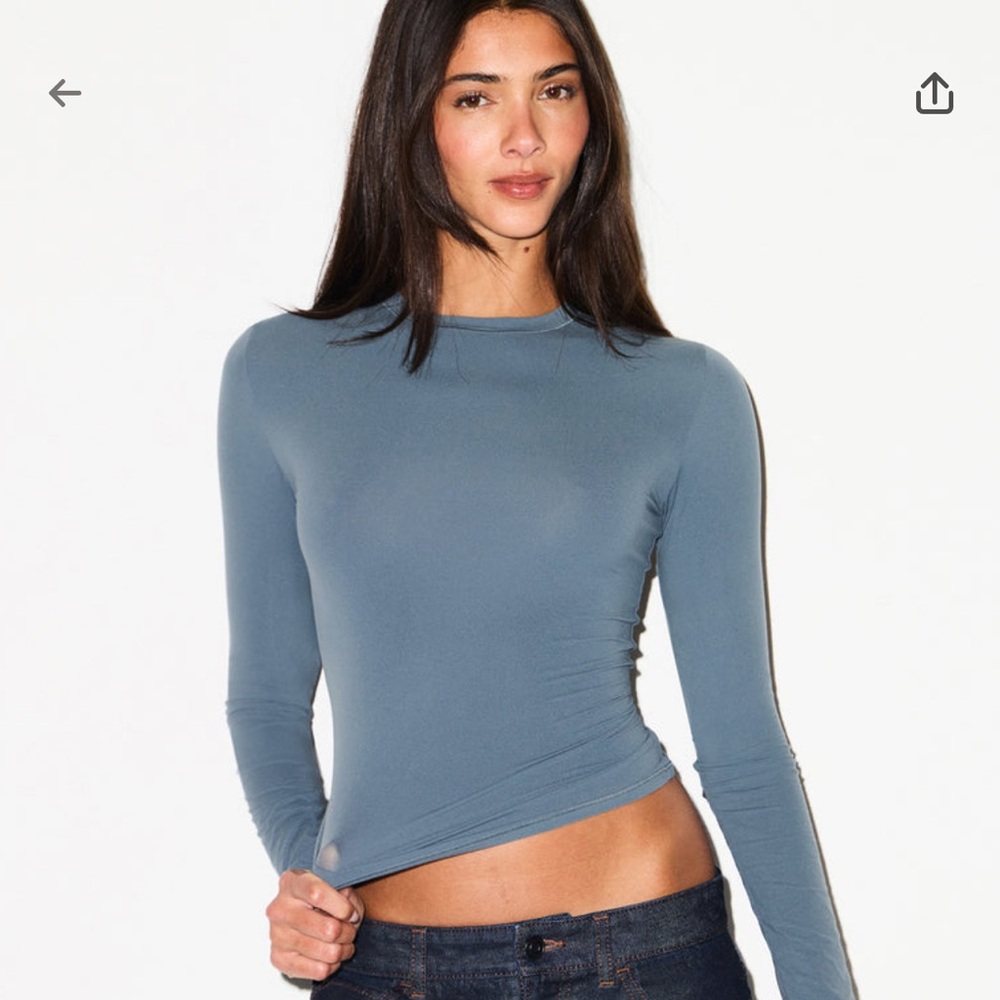 SKIMS Blue Long Sleeve Top Skims Fits Everybody M Medium Blue Zircon